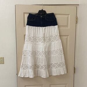 Elegant White Lace and Jean Skirt Cowboy